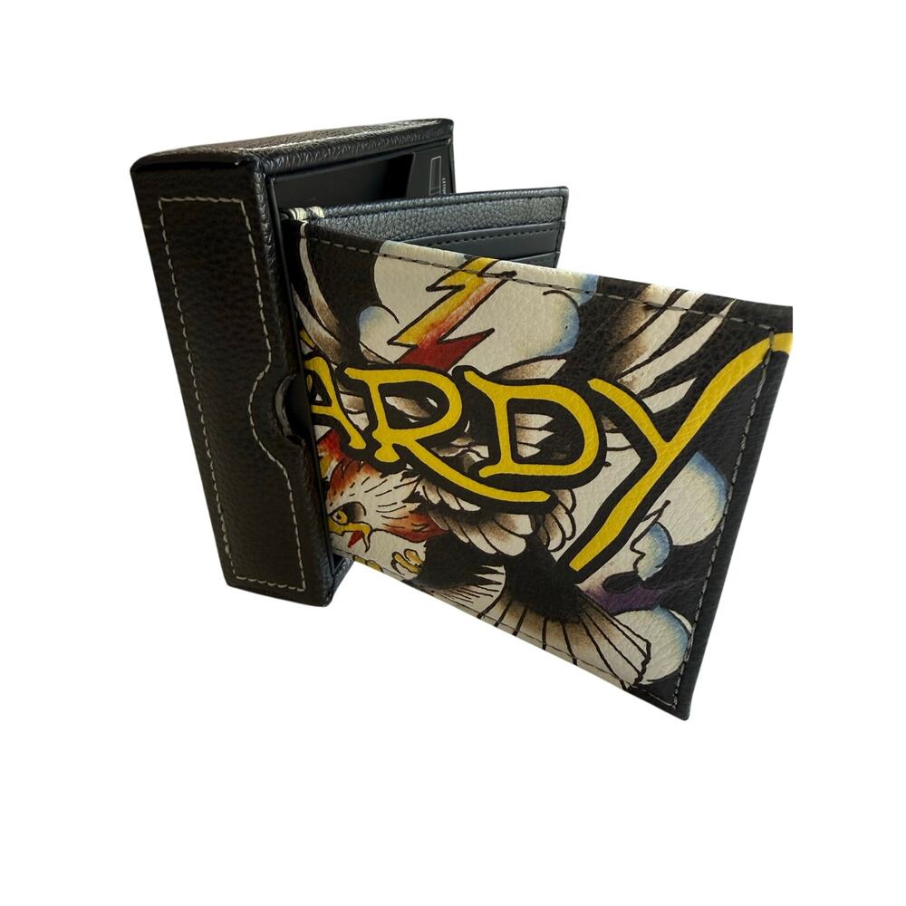 Ed Hardy Men's Tiger & Eagle Bifold Wallet - Black Tattoo Graphic Art